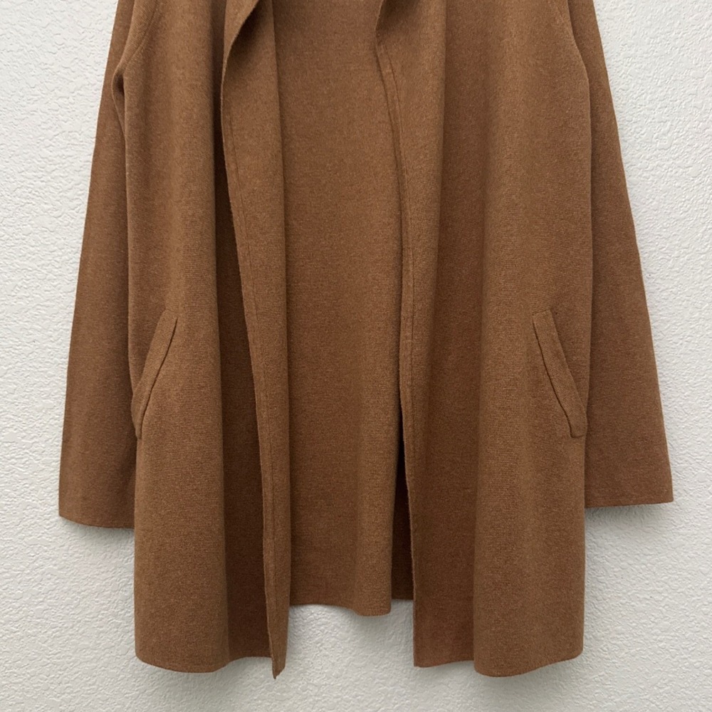 J. Crew Longline Open Front Cardigan Sweater Camel Brown Size Large - Picture 4 of 11